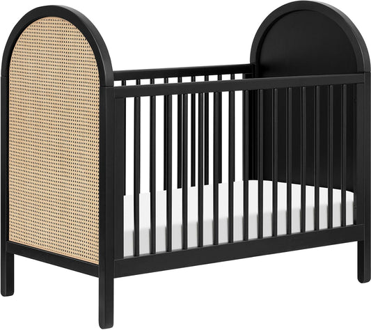 Babyletto Bondi Cane 3-in-1 Convertible Crib w/ Toddler Bed Conversion Kit - Black / Natural Cane - M25601BNC