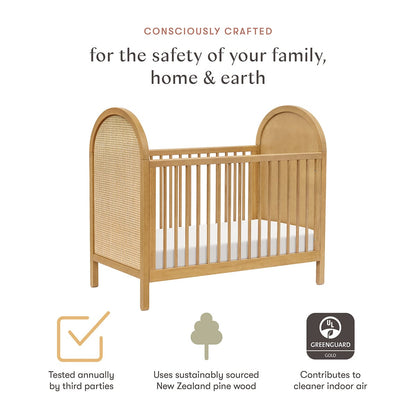 Babyletto Bondi Cane 3-in-1 Convertible Crib w/Toddler Bed Conversion Kit - Honey / Natural Cane - M25601HYNC