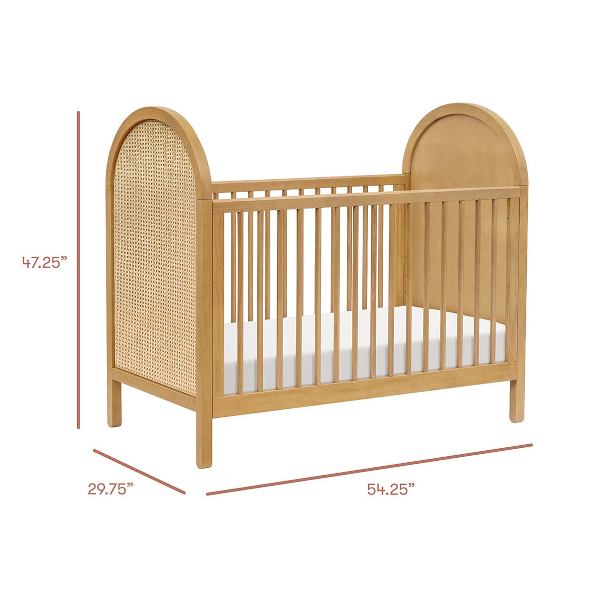 Babyletto Bondi Cane 3-in-1 Convertible Crib w/Toddler Bed Conversion Kit - Honey / Natural Cane - M25601HYNC