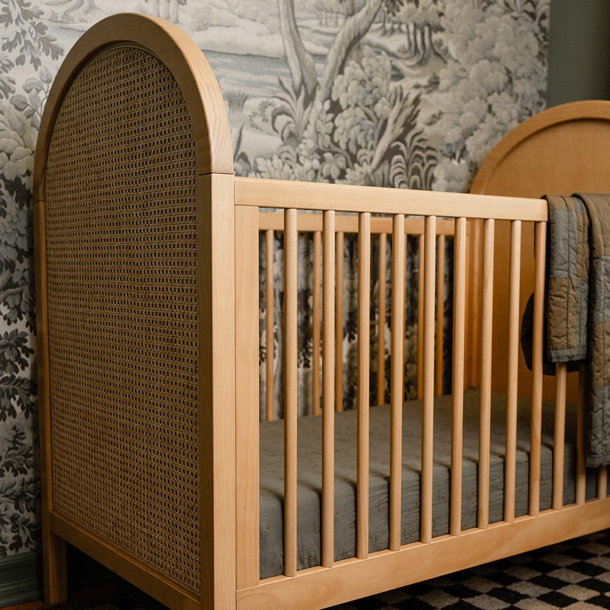 Babyletto Bondi Cane 3-in-1 Convertible Crib w/Toddler Bed Conversion Kit - Honey / Natural Cane - M25601HYNC