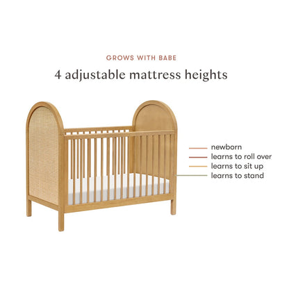 Babyletto Bondi Cane 3-in-1 Convertible Crib w/Toddler Bed Conversion Kit - Honey / Natural Cane - M25601HYNC