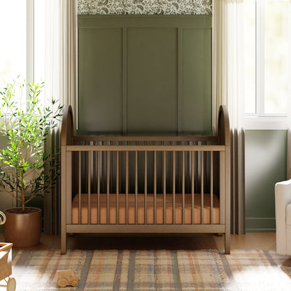 Babyletto Bondi Cane 3-in-1 Convertible Crib w/ Toddler Bed Conversion Kit - Natural Walnut / Natural Cane - M25601NLNC