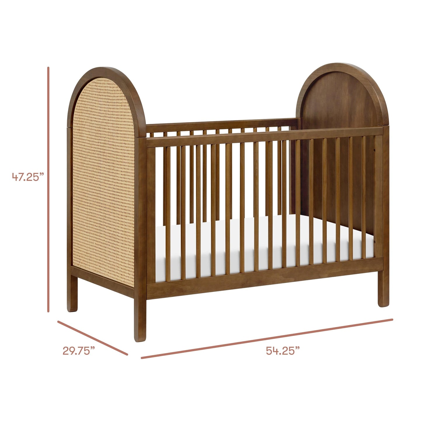 Babyletto Bondi Cane 3-in-1 Convertible Crib w/ Toddler Bed Conversion Kit - Natural Walnut / Natural Cane - M25601NLNC