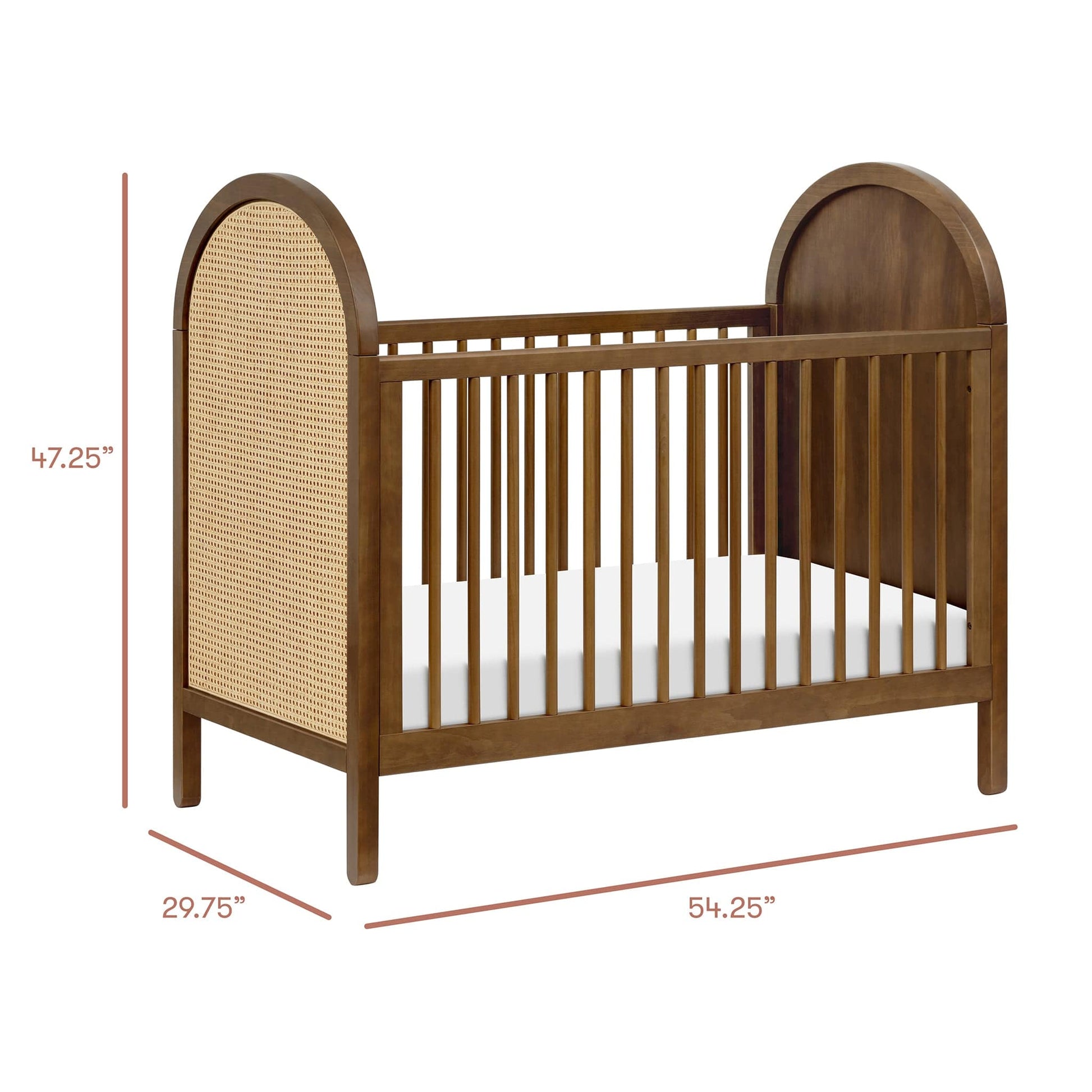 Babyletto Bondi Cane 3-in-1 Convertible Crib w/ Toddler Bed Conversion Kit - Natural Walnut / Natural Cane - M25601NLNC