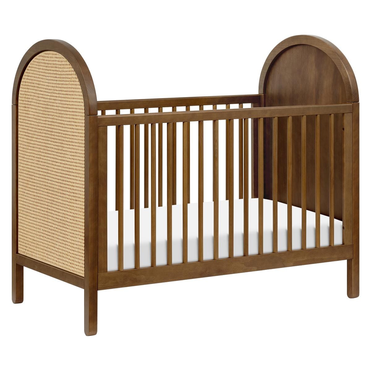 Babyletto Bondi Cane 3-in-1 Convertible Crib w/ Toddler Bed Conversion Kit - Natural Walnut / Natural Cane - M25601NLNC