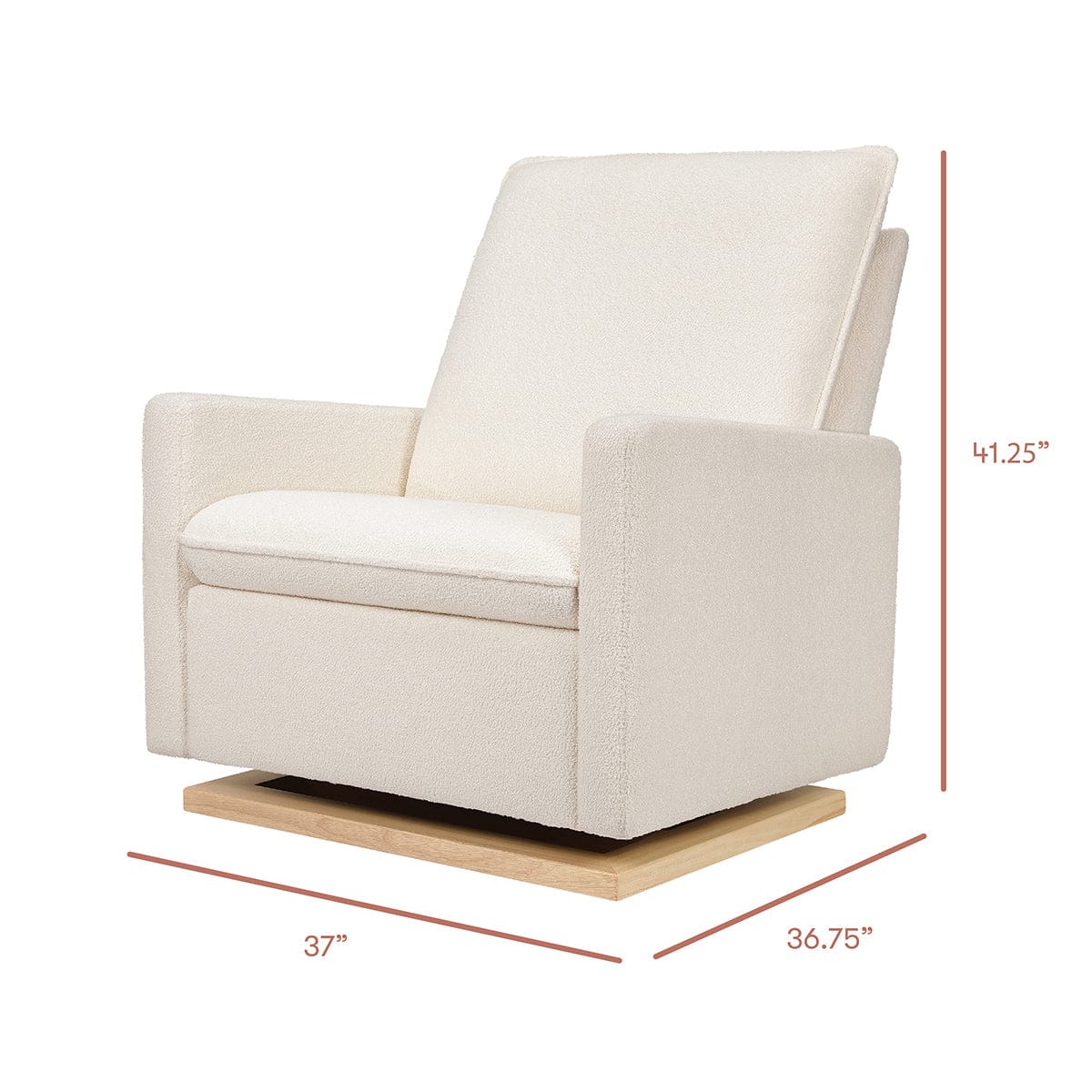 Babyletto Cali Pillowback Chair and a Half Glider - Chantilly Sherpa w/ Light Wood Base - M20984CSHLB