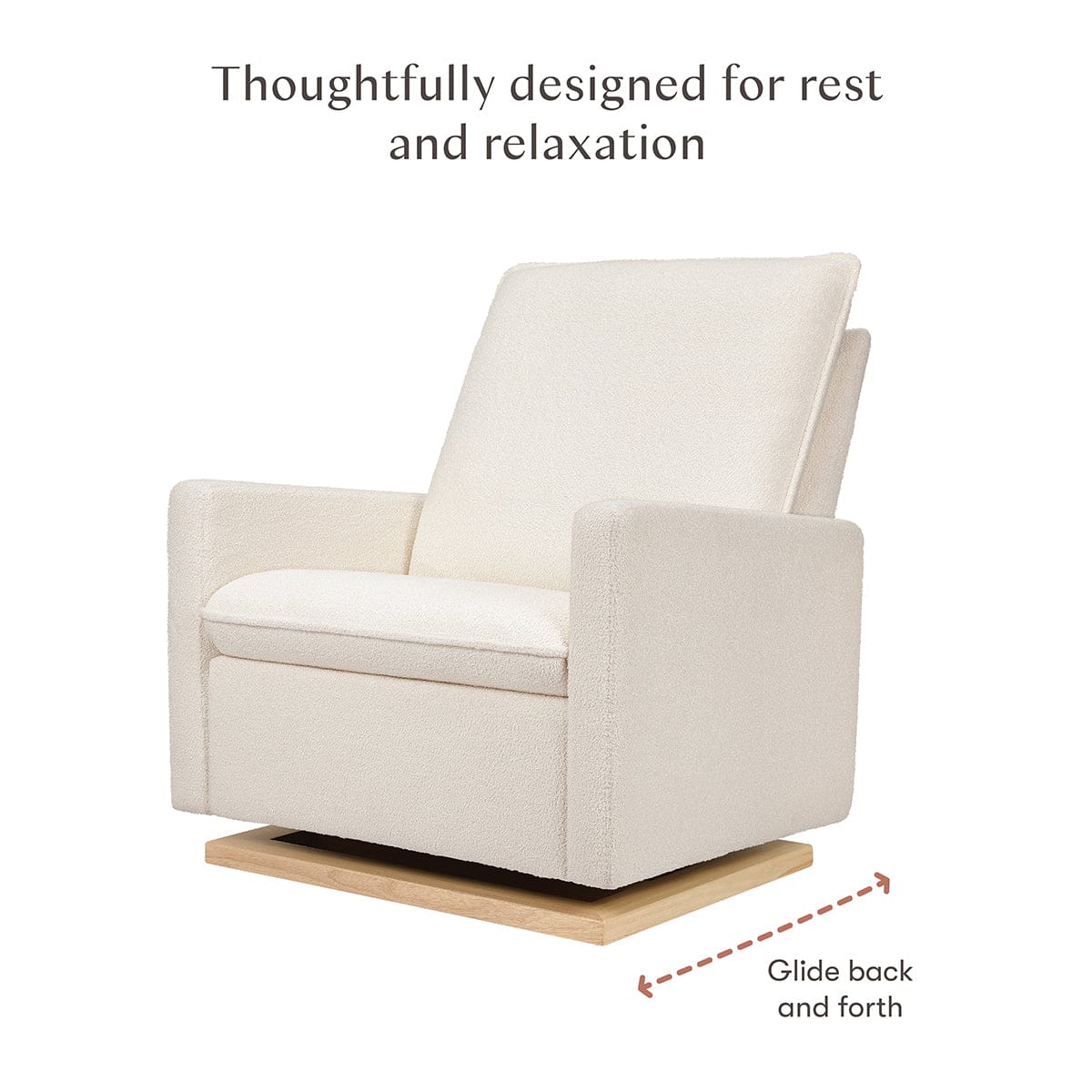 Babyletto Cali Pillowback Chair and a Half Glider - Chantilly Sherpa w/ Light Wood Base - M20984CSHLB