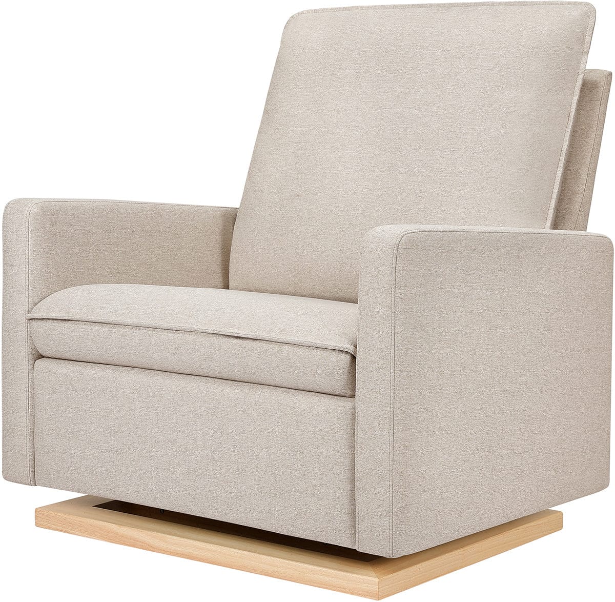 Babyletto Cali Pillowback Chair and a Half Glider - Performance Beach Eco-Weave w/ Light Wood Base - M20984PBEWLB