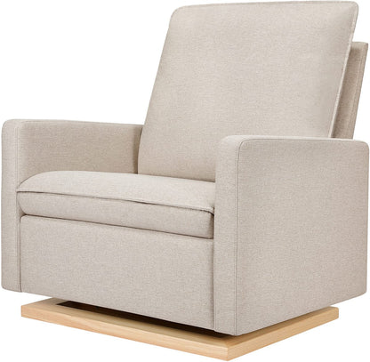 Babyletto Cali Pillowback Chair and a Half Glider - Performance Beach Eco-Weave w/ Light Wood Base - M20984PBEWLB