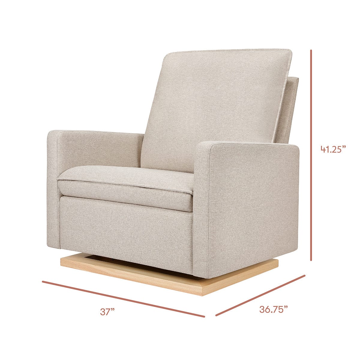 Babyletto Cali Pillowback Chair and a Half Glider - Performance Beach Eco-Weave w/ Light Wood Base - M20984PBEWLB