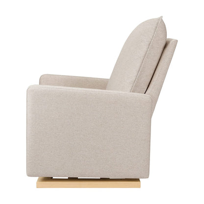 Babyletto Cali Pillowback Chair and a Half Glider - Performance Beach Eco-Weave w/ Light Wood Base - M20984PBEWLB