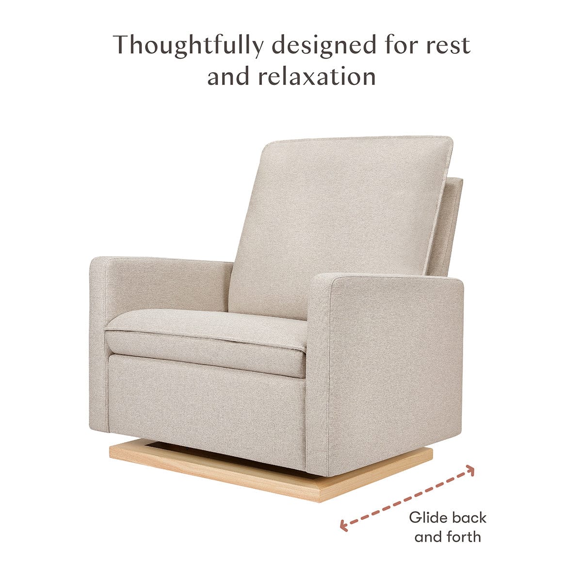 Babyletto Cali Pillowback Chair and a Half Glider - Performance Beach Eco-Weave w/ Light Wood Base - M20984PBEWLB