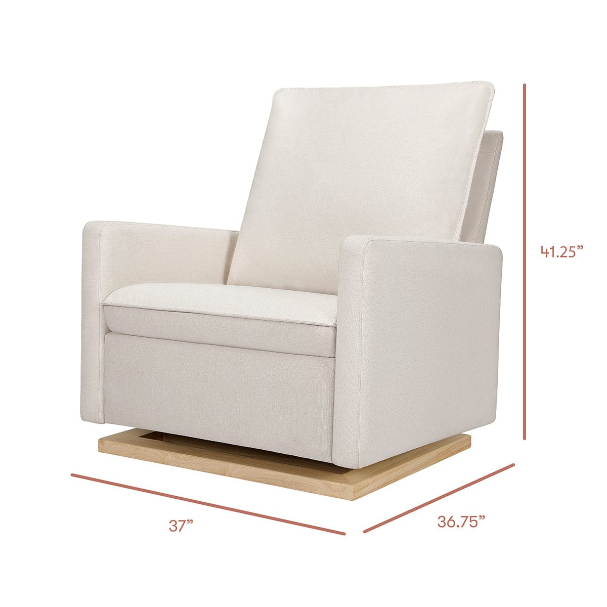 Babyletto Cali Pillowback Chair and a Half Glider - Performance Cream Eco-Weave w/ Light Wood Base - M20984PCMEWLB