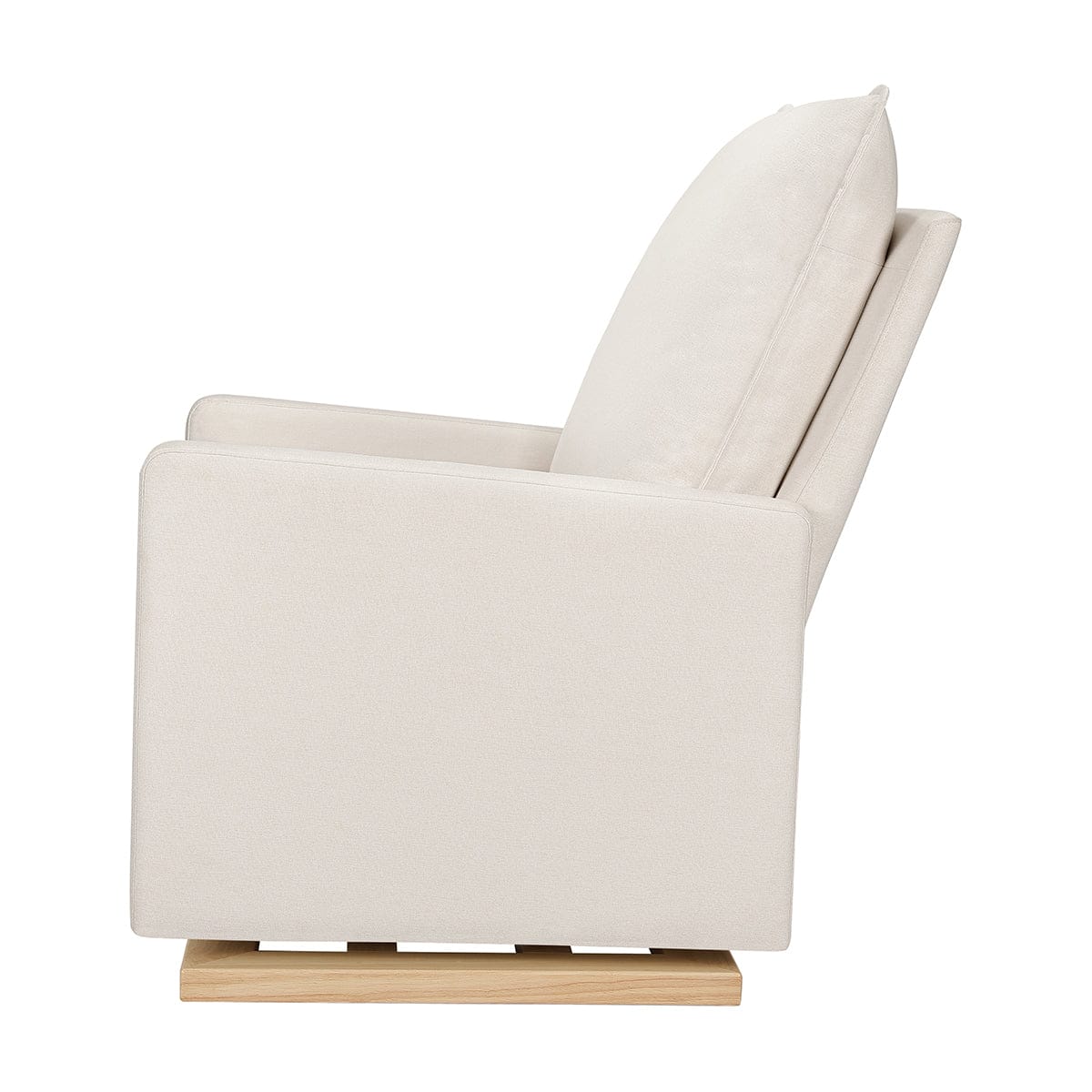 Babyletto Cali Pillowback Chair and a Half Glider - Performance Cream Eco-Weave w/ Light Wood Base - M20984PCMEWLB