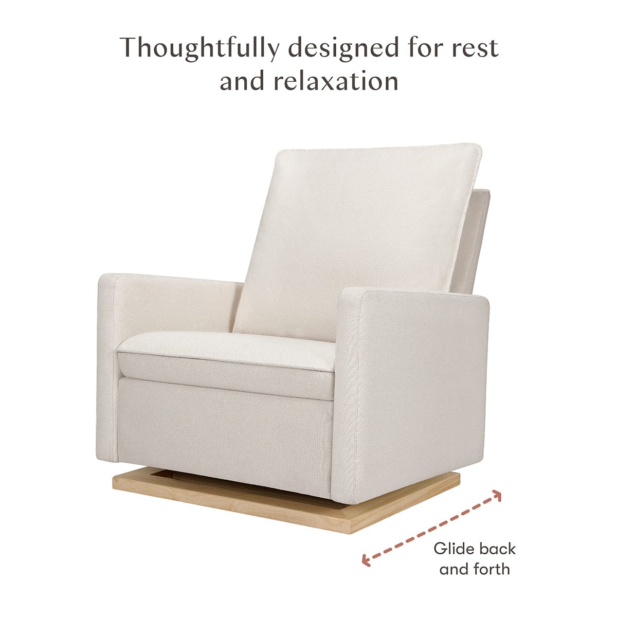 Babyletto Cali Pillowback Chair and a Half Glider - Performance Cream Eco-Weave w/ Light Wood Base - M20984PCMEWLB