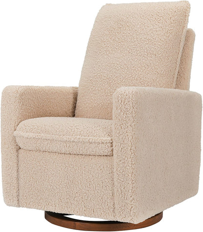 Babyletto Cali Pillowback Swivel Glider - Chai Shearling w/Dark Wood Base - M20987CSGDB