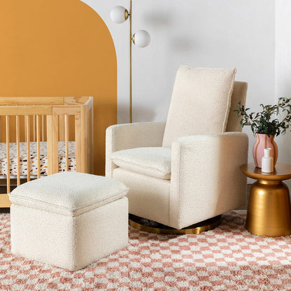 Babyletto Cali Pillowback Swivel Glider - Ivory Boucle w/ Gold Base - M20987WBG