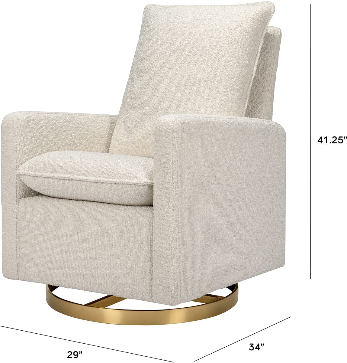 Babyletto Cali Pillowback Swivel Glider - Ivory Boucle w/ Gold Base - M20987WBG