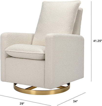 Babyletto Cali Pillowback Swivel Glider - Ivory Boucle w/ Gold Base - M20987WBG