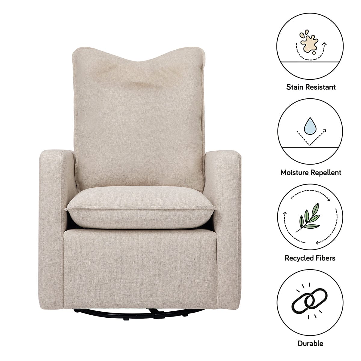 Babyletto Cali Pillowback Swivel Glider - Performance Beach Eco-Weave - M20987PBEW