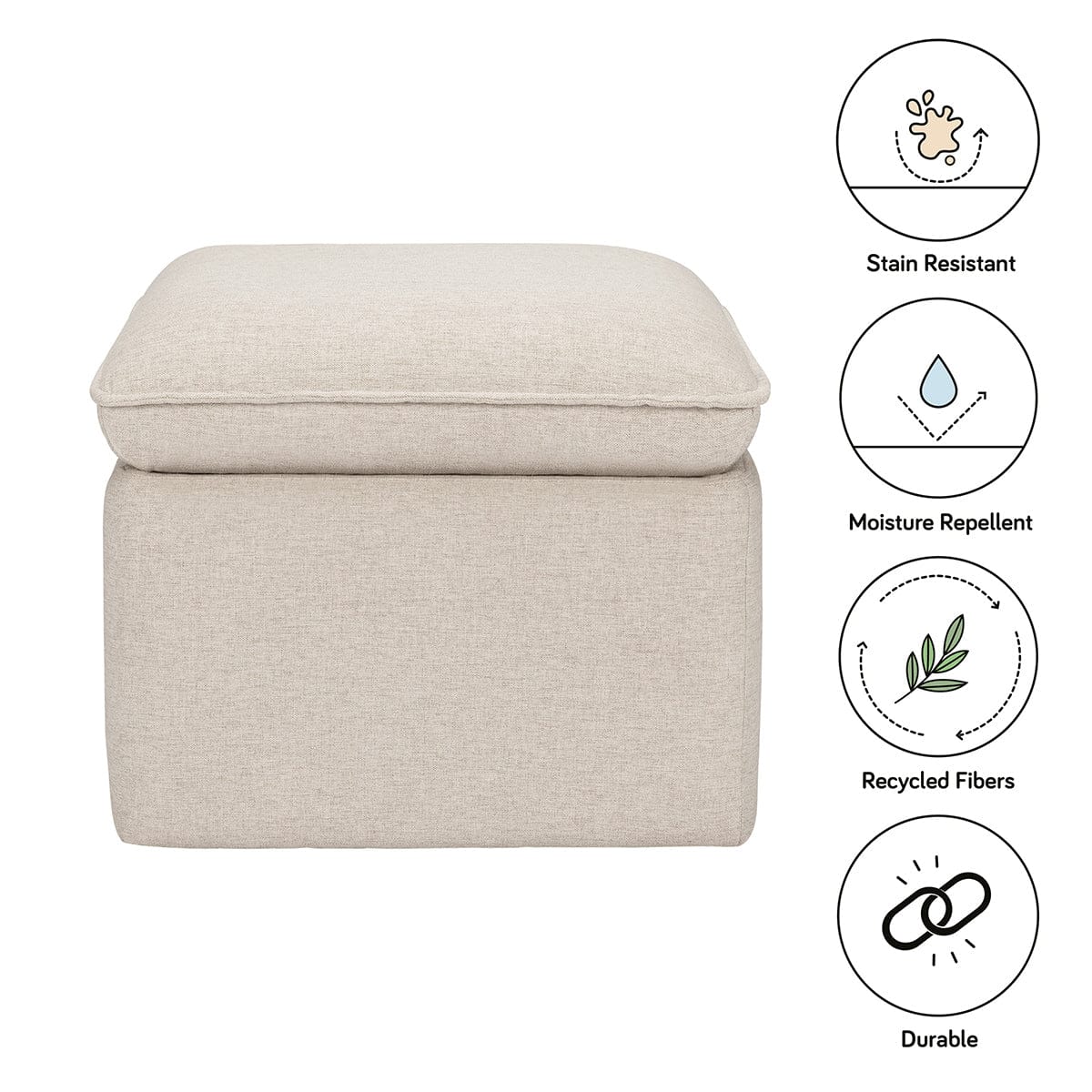 Babyletto Cali Storage Ottoman - Performance Beach Eco-Weave - M20985PBEW