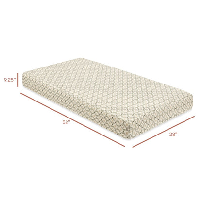 Babyletto crib mattress with dimensions 52 inches long 28 inches wide and 9.25 inches thick