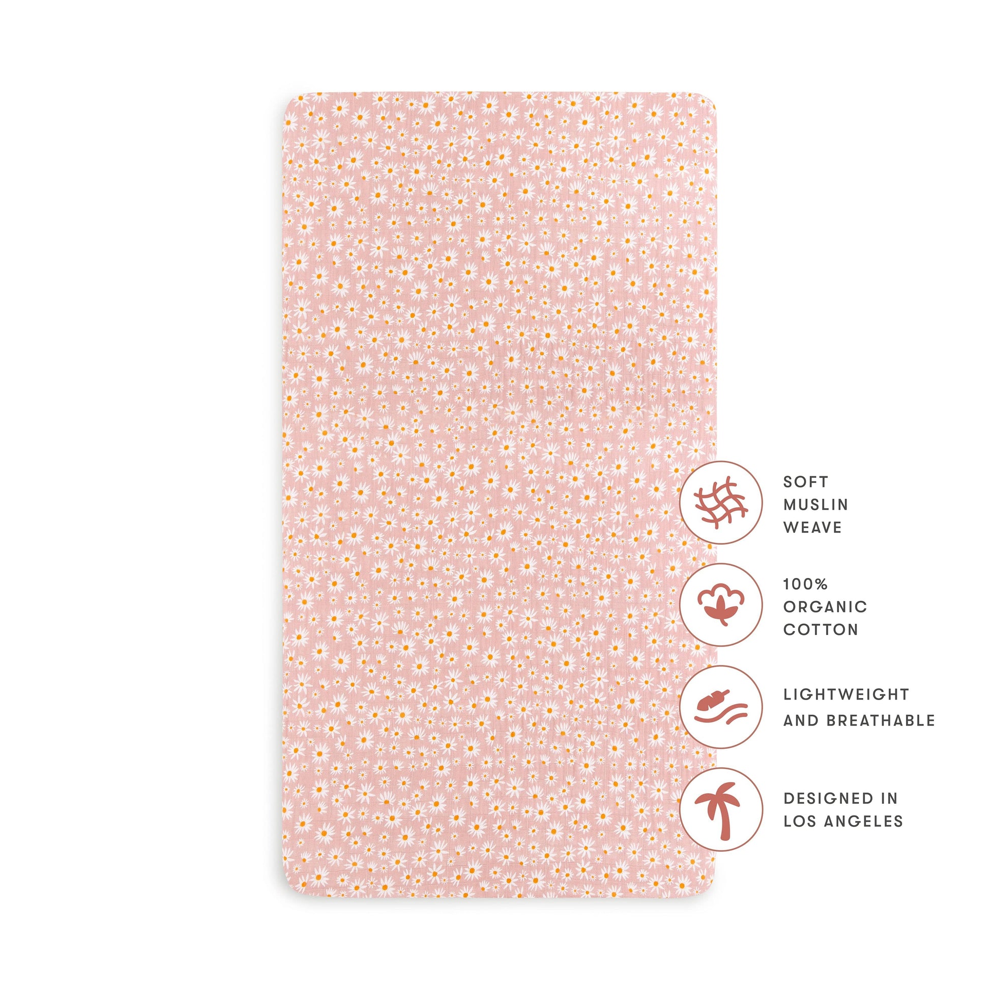 Babyletto Crib Sheet in GOTS Certified Organic Muslin Cotton-Daisy - T28035