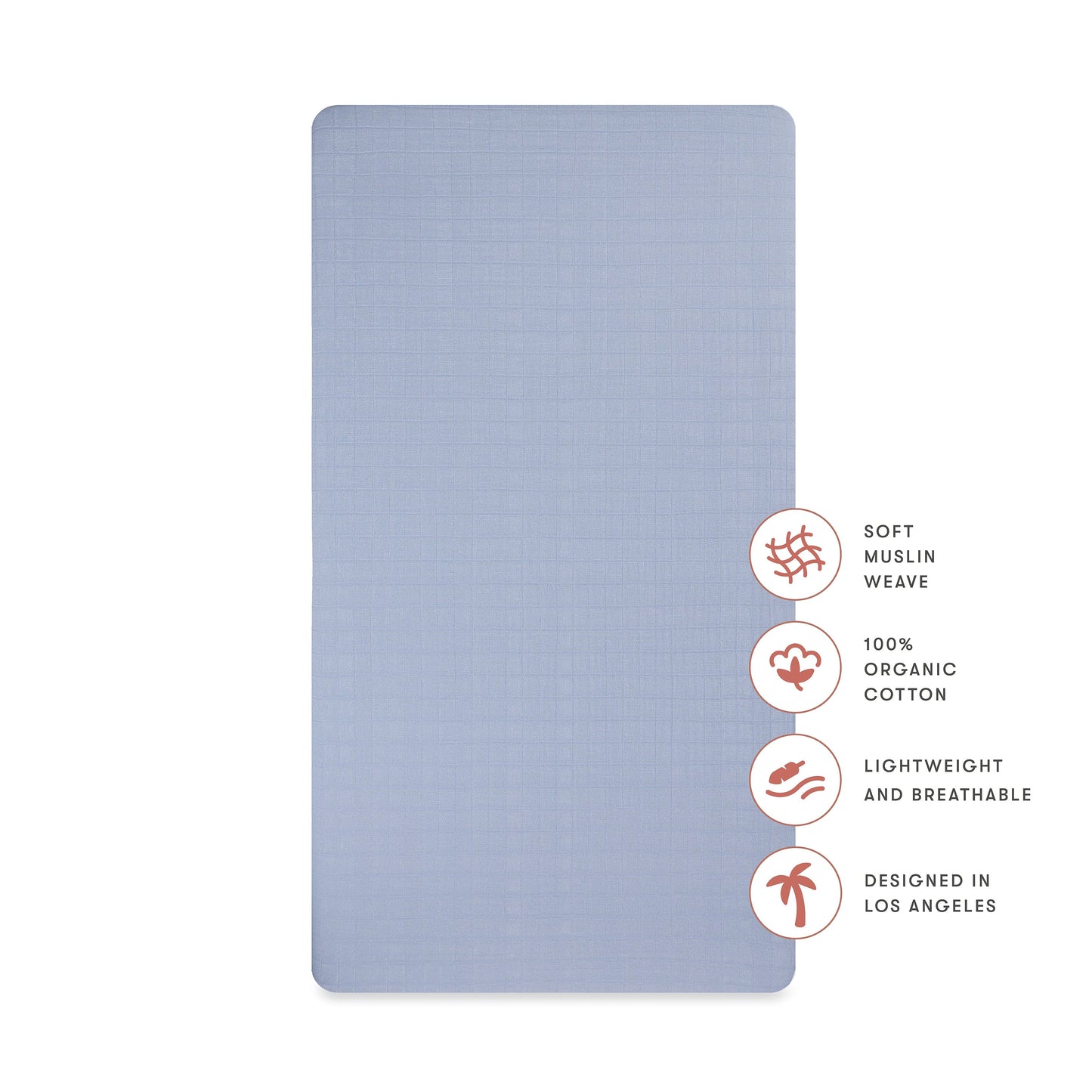Babyletto Crib Sheet in GOTS Certified Organic Muslin Cotton-Dewdrop - T29635DP