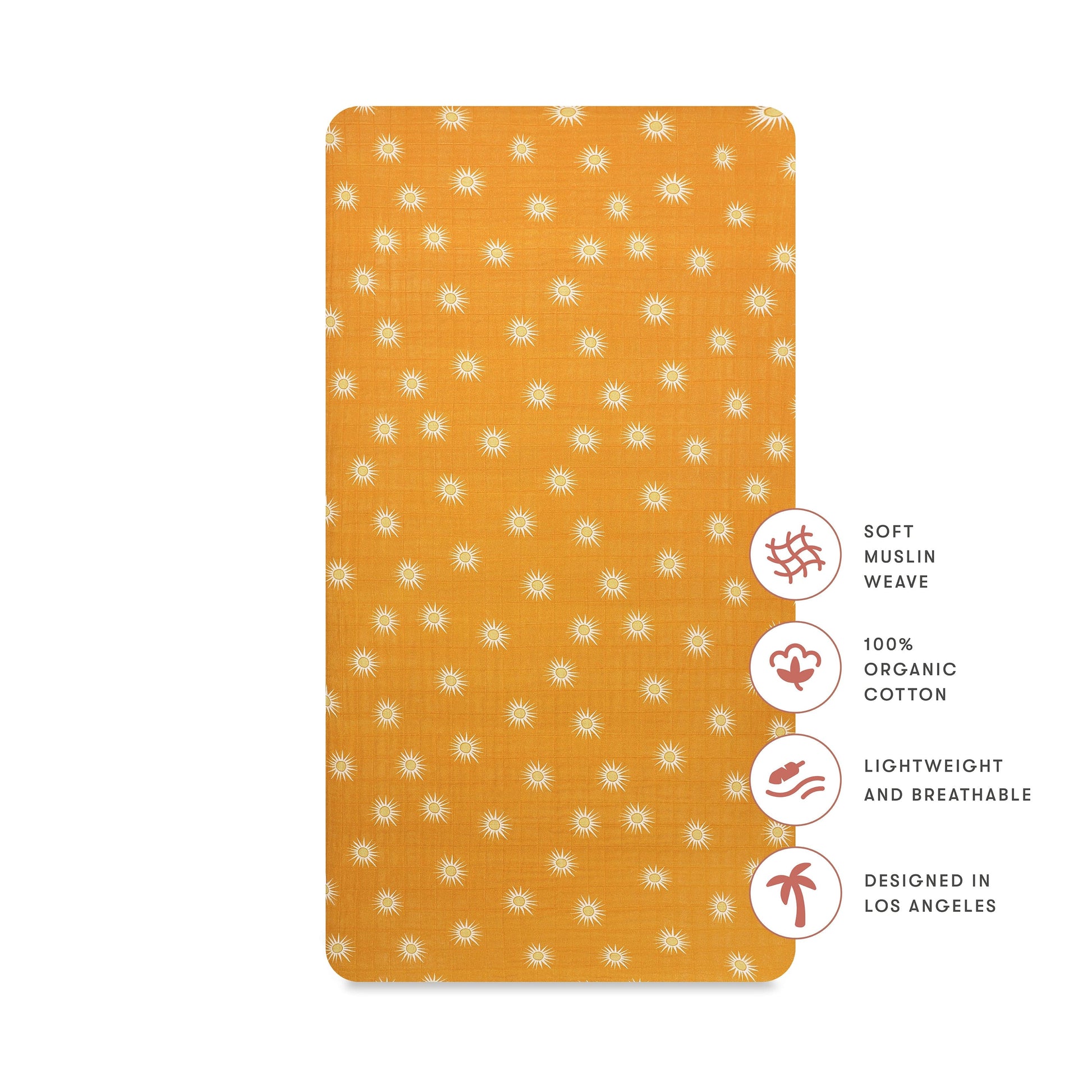 Babyletto Crib Sheet in GOTS Certified Organic Muslin Cotton-Golden Hour - T26935