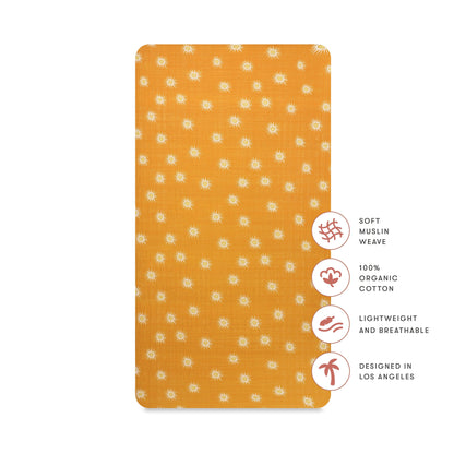 Babyletto Crib Sheet in GOTS Certified Organic Muslin Cotton-Golden Hour - T26935