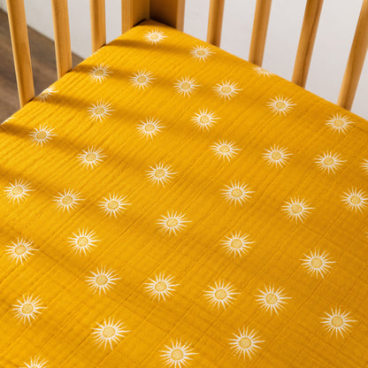 Babyletto Crib Sheet in GOTS Certified Organic Muslin Cotton-Golden Hour - T26935