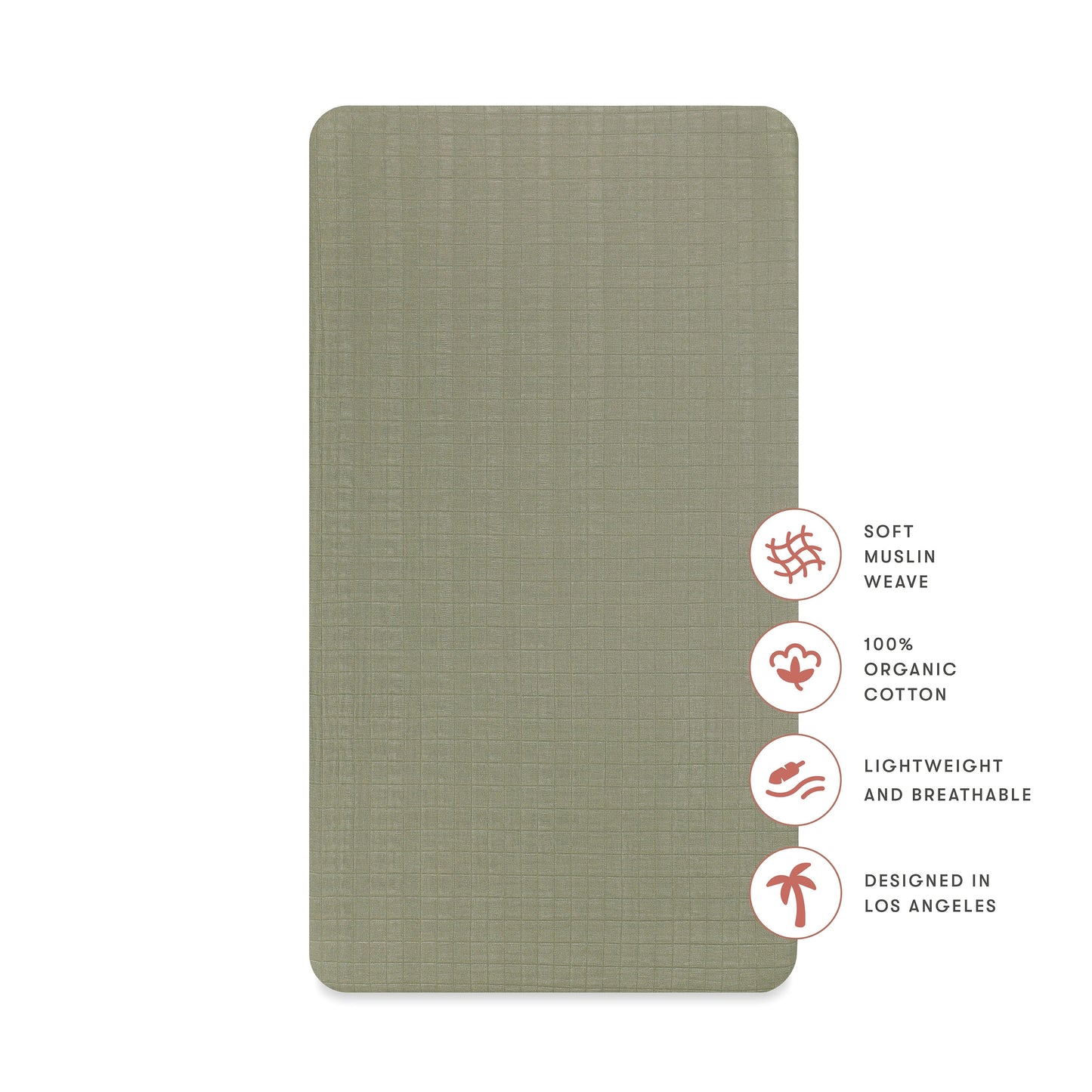 Babyletto Crib Sheet in GOTS Certified Organic Muslin Cotton-Matcha - T29735MCA