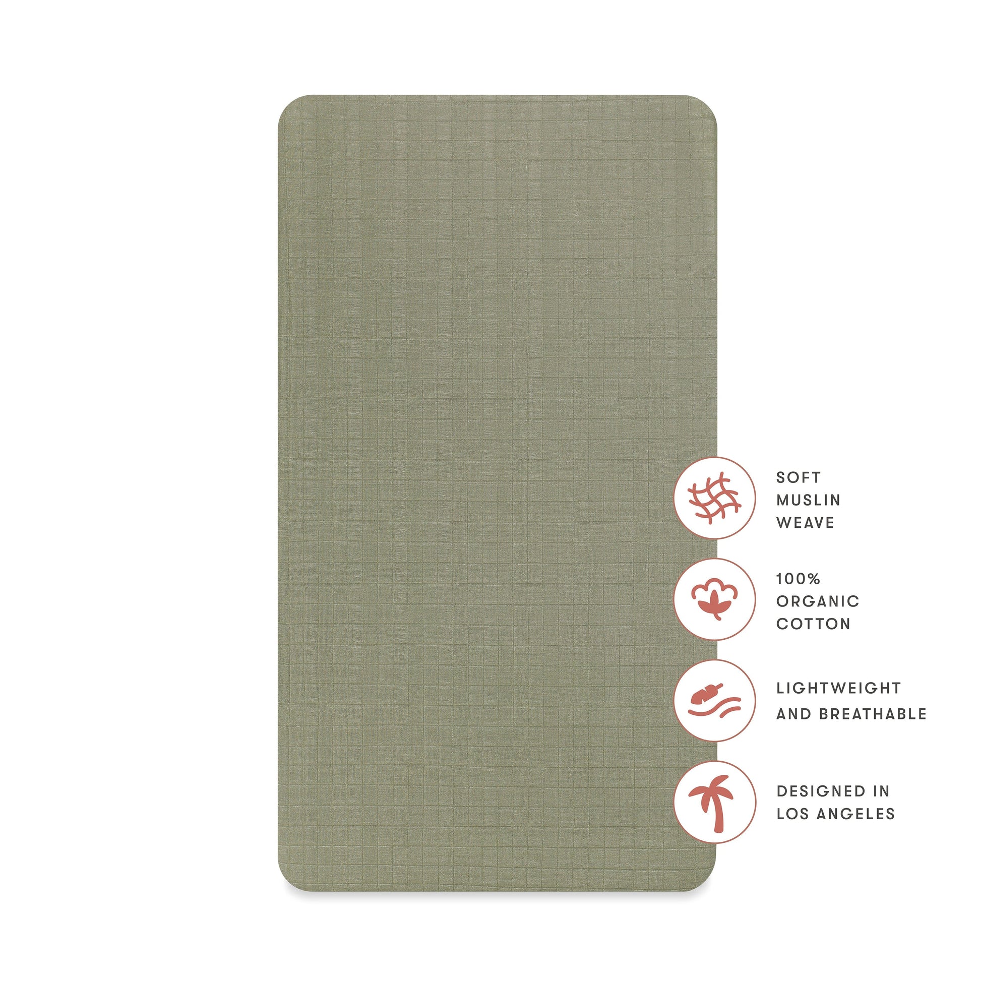 Babyletto Crib Sheet in GOTS Certified Organic Muslin Cotton-Matcha - T29735MCA