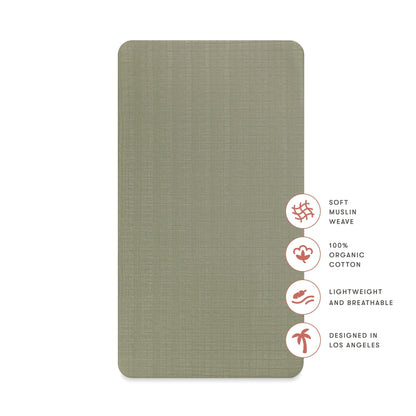 Babyletto Crib Sheet in GOTS Certified Organic Muslin Cotton-Matcha - T29735MCA