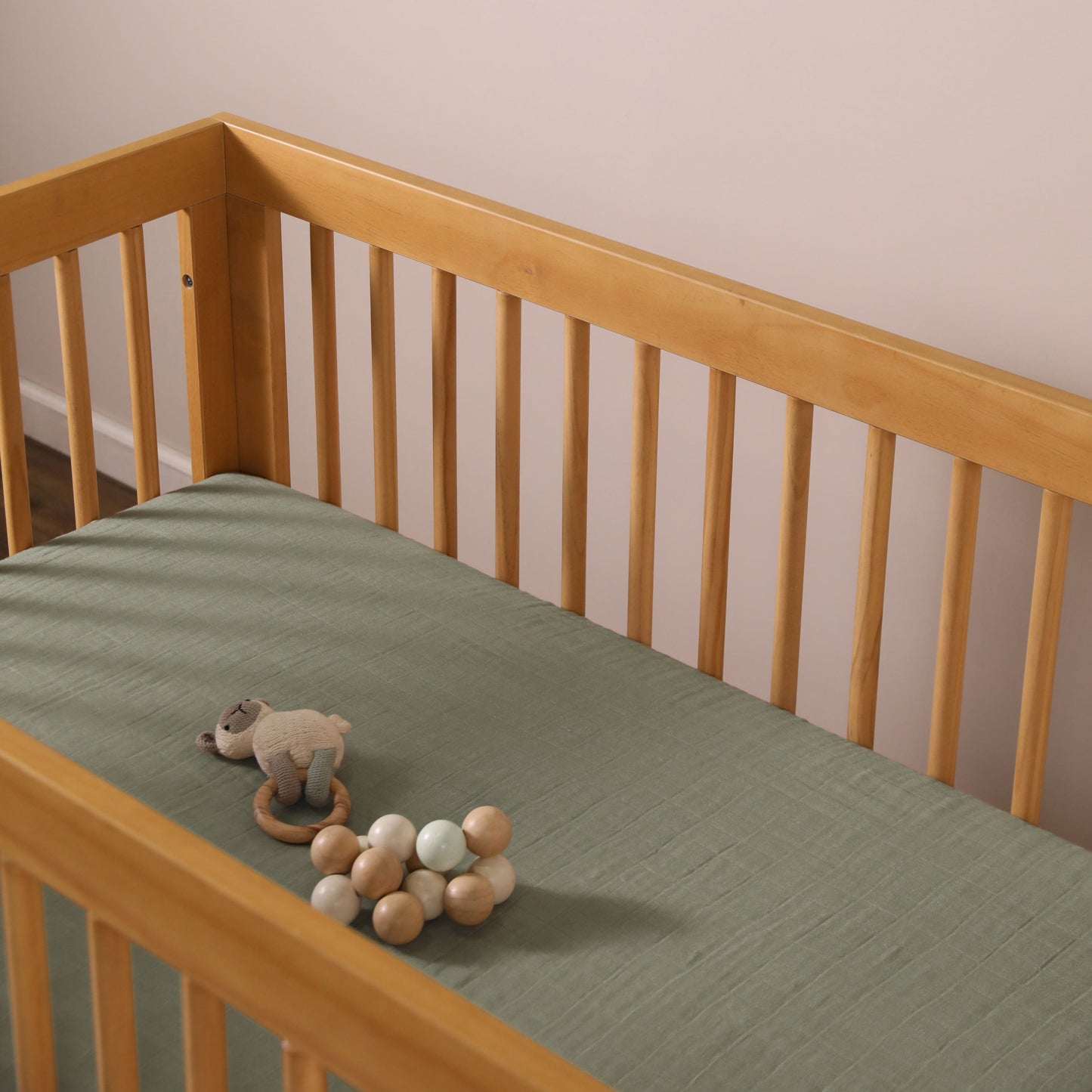 Babyletto Crib Sheet in GOTS Certified Organic Muslin Cotton-Matcha - T29735MCA