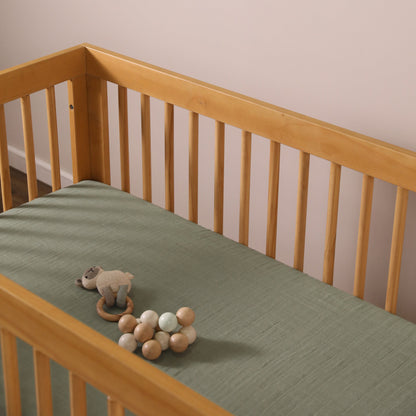 Babyletto Crib Sheet in GOTS Certified Organic Muslin Cotton-Matcha - T29735MCA