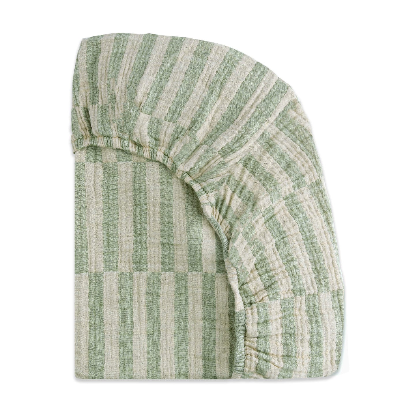Babyletto Crib Sheet in GOTS Certified Organic Muslin Cotton-Moss Stripe - T30535