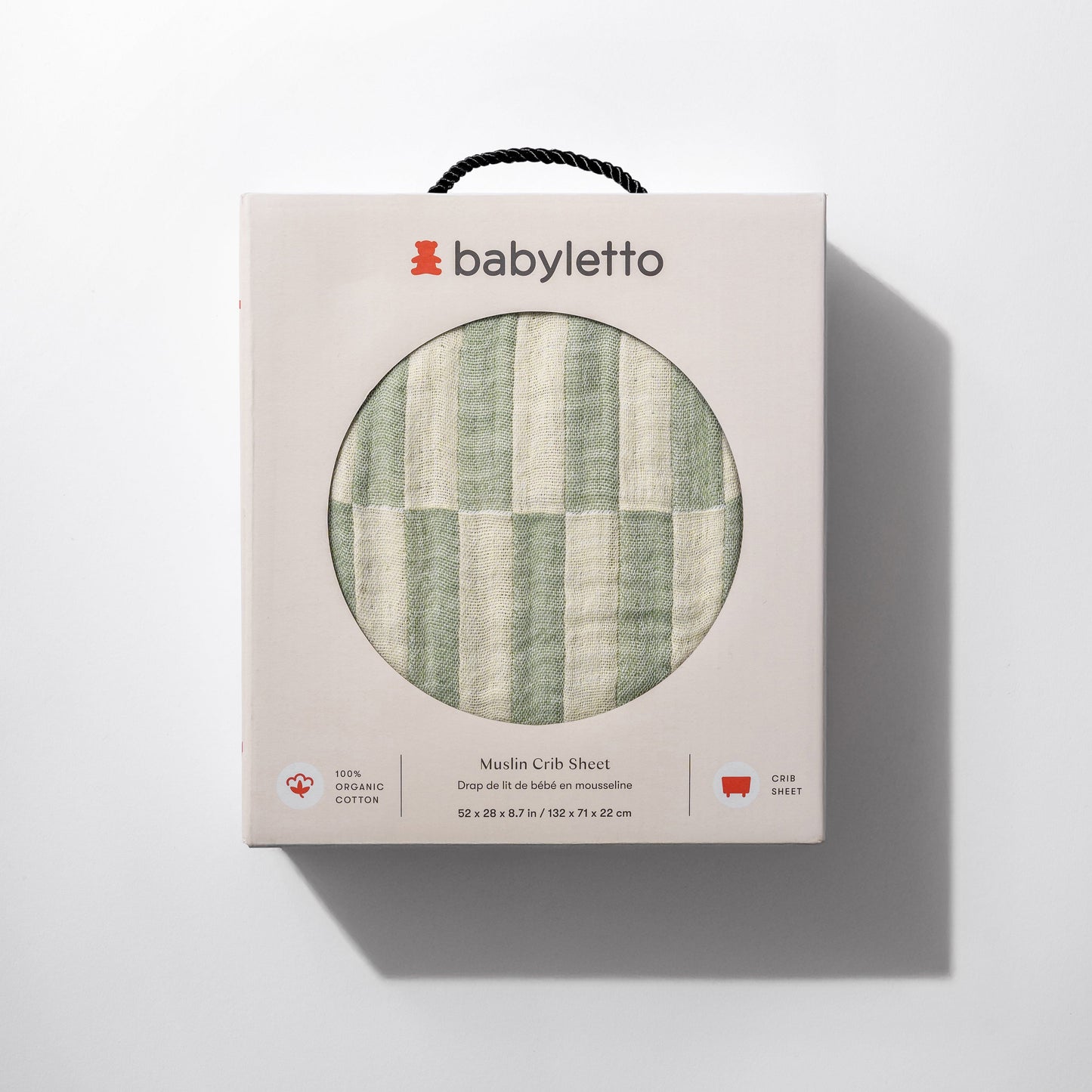 Babyletto Crib Sheet in GOTS Certified Organic Muslin Cotton-Moss Stripe - T30535