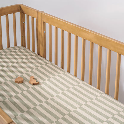 Babyletto Crib Sheet in GOTS Certified Organic Muslin Cotton-Moss Stripe - T30535