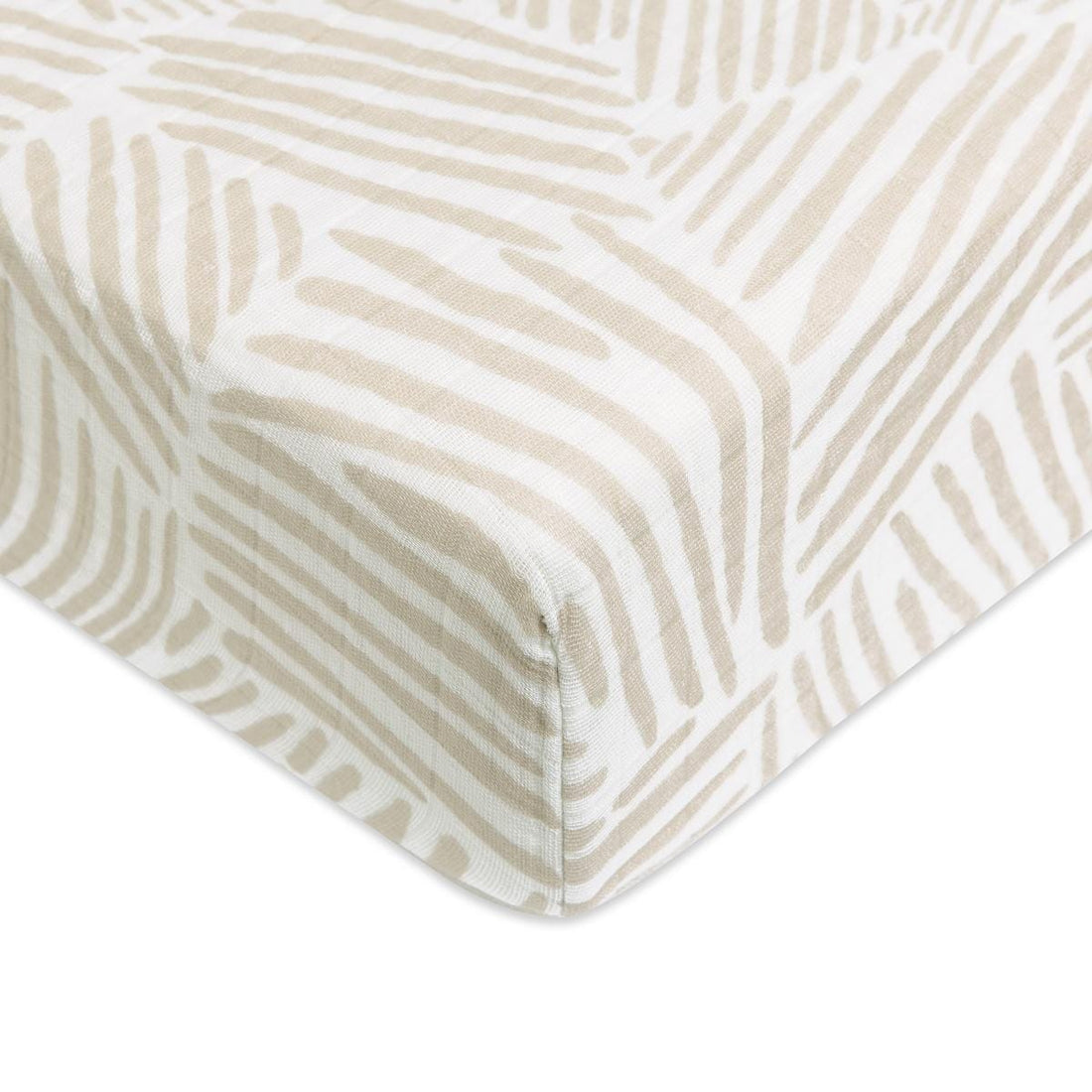Babyletto Crib Sheet in GOTS Certified Organic Muslin Cotton-Oat Stripe - T29235
