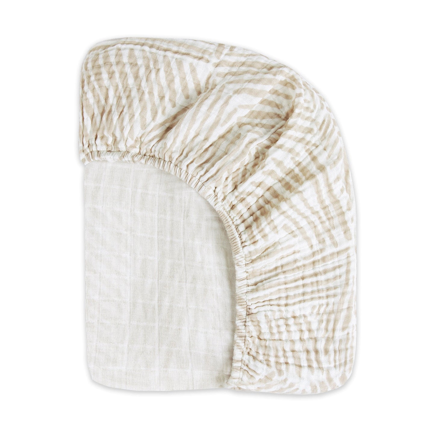 Babyletto Crib Sheet in GOTS Certified Organic Muslin Cotton-Oat Stripe - T29235