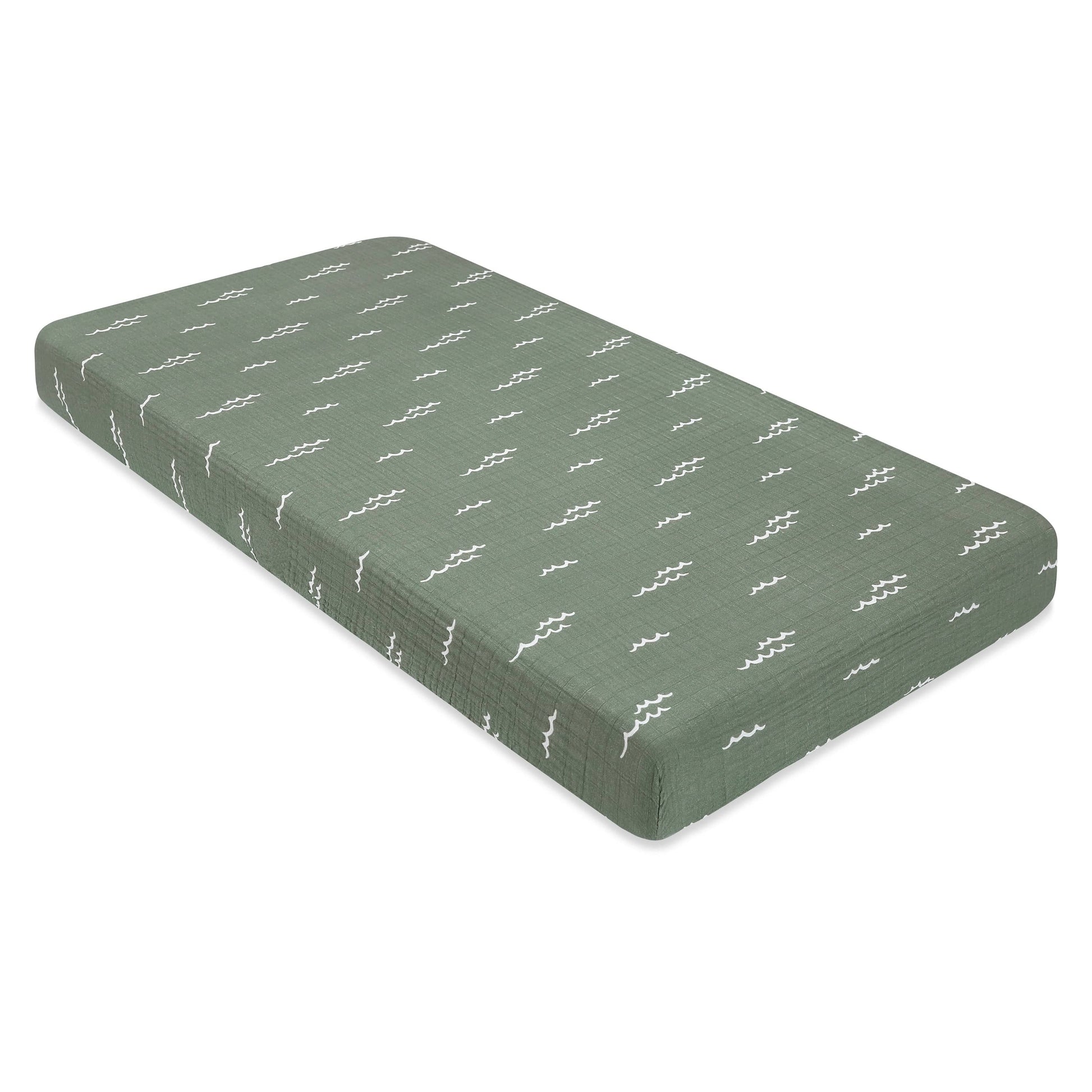 Babyletto Crib Sheet in GOTS Certified Organic Muslin Cotton-Ocean Waves - T27135