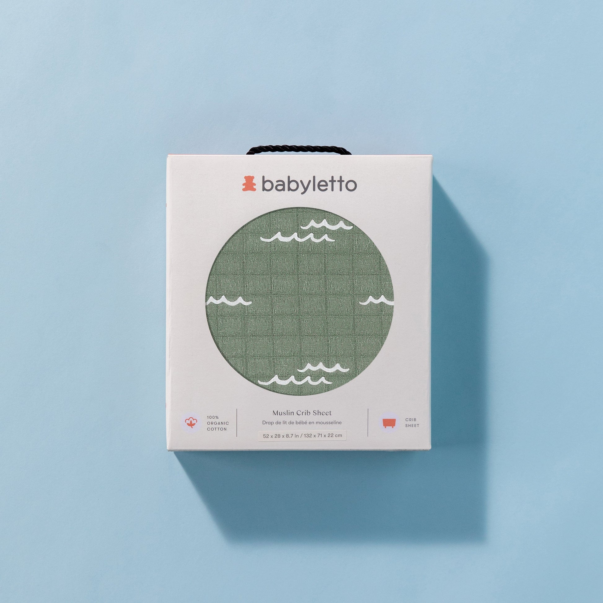 Babyletto Crib Sheet in GOTS Certified Organic Muslin Cotton-Ocean Waves - T27135