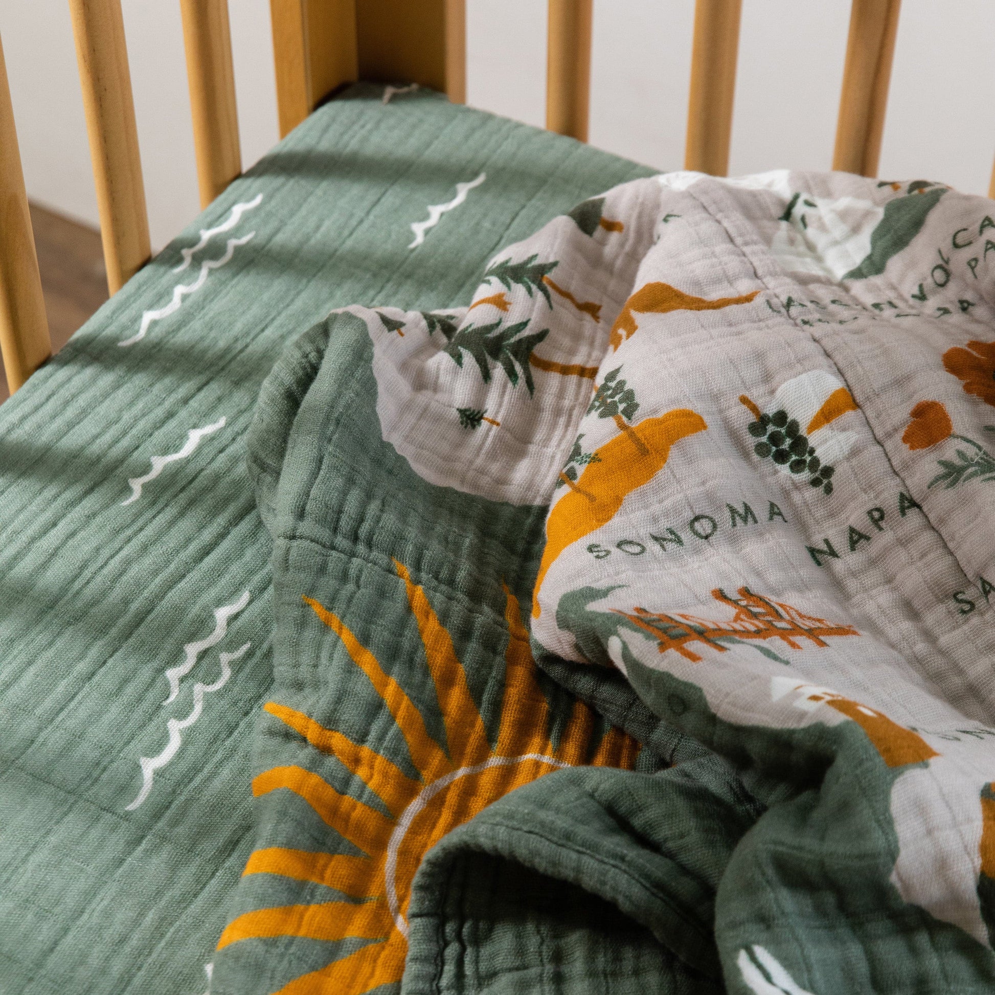 Babyletto Crib Sheet in GOTS Certified Organic Muslin Cotton-Ocean Waves - T27135