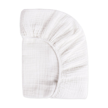 Babyletto Crib Sheet in GOTS Certified Organic Muslin Cotton-White - T29435