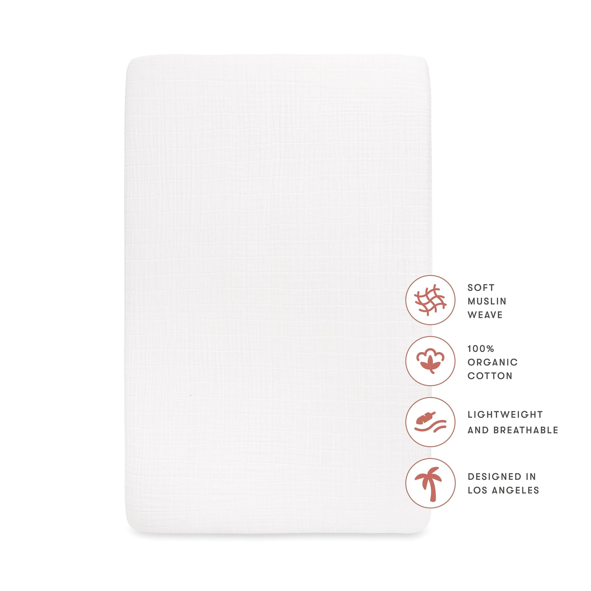 Babyletto Crib Sheet in GOTS Certified Organic Muslin Cotton-White - T29435