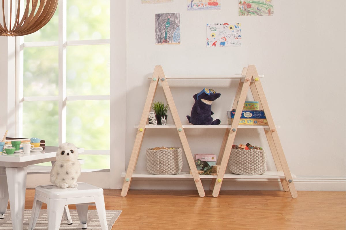 BabyLetto Dottie Bookcase In White and Washed Natural Finish - M10511WNX