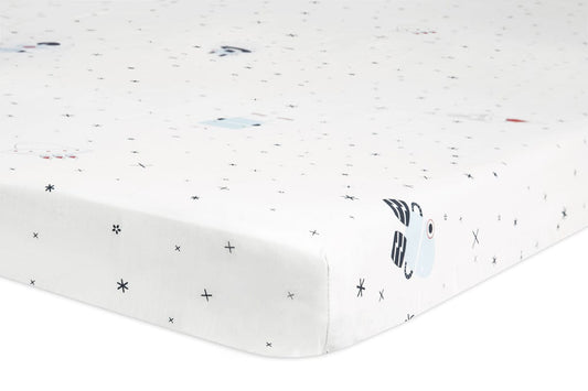 Babyletto Galaxy Floating Robots Fitted Mini Crib Sheet - T9051