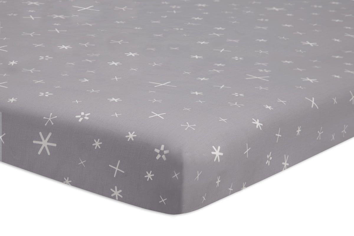 Babyletto Galaxy Galactic Grey Stars Fitted Mini Crib Sheet - T9053