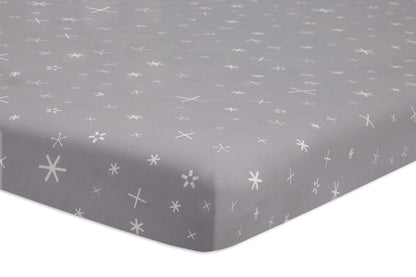 Babyletto Galaxy Galactic Grey Stars Fitted Mini Crib Sheet - T9053